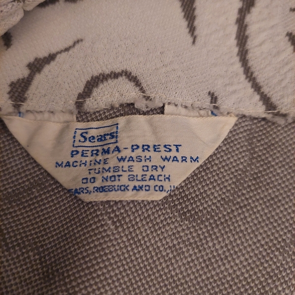 Sears Vintage 60s Mod White Grey Abstract Pattern Midi Sleeveless Dress Size L - Picture 4 of 14